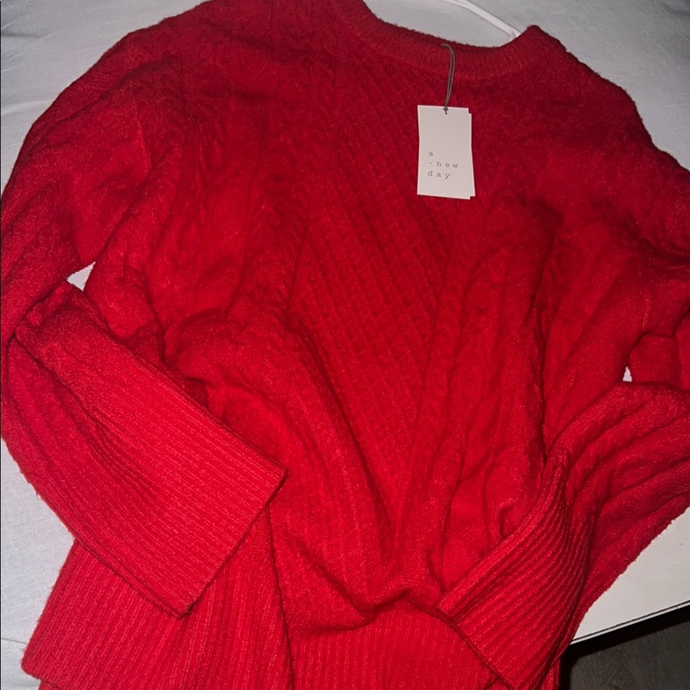 Red Cable Knit Sweater